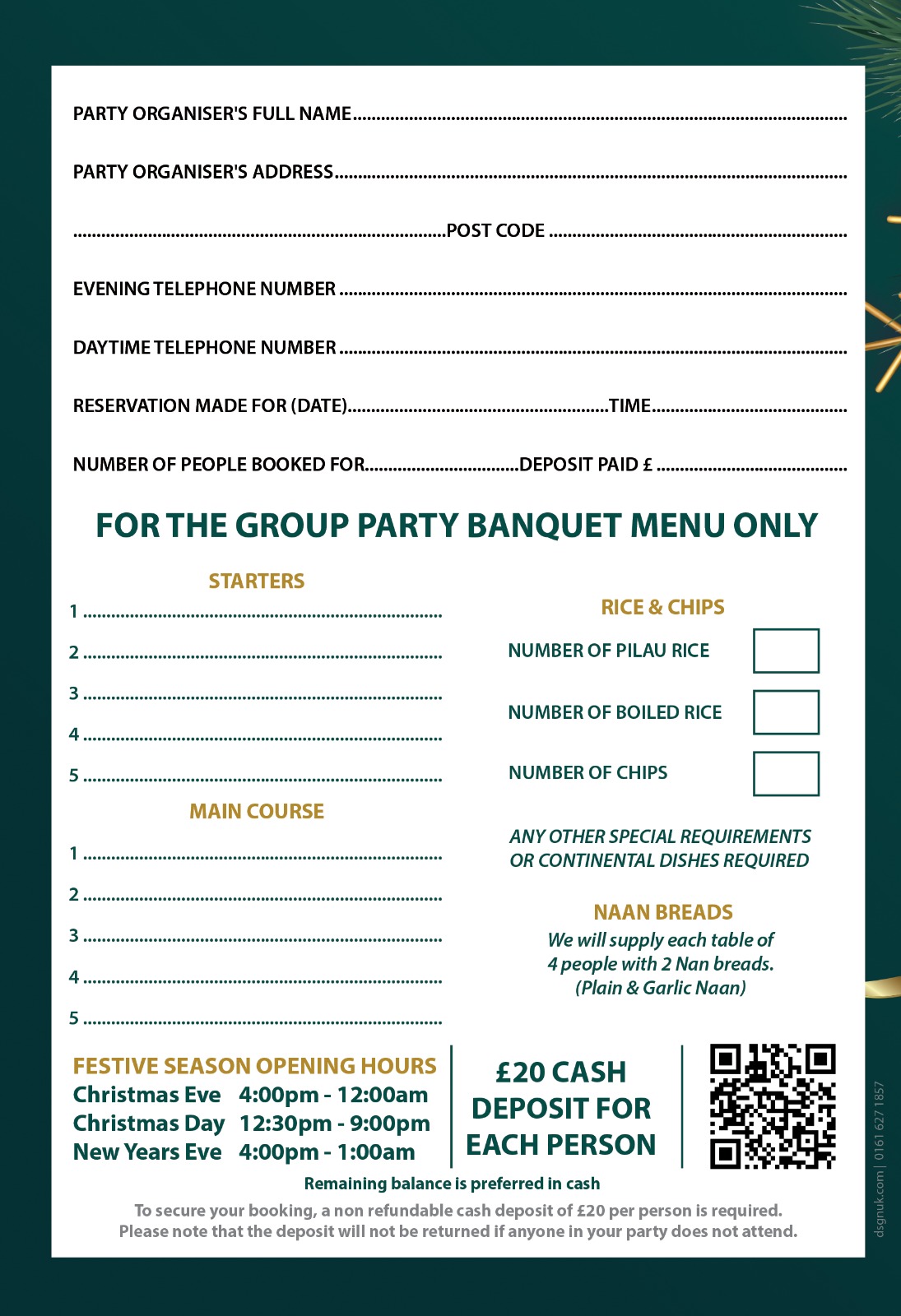 Group Banquet Menu